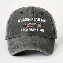 CZAPKA Z DASZKIEM DLA WĘDKARZA WOMEN FEAR ME FISH WANT ME HAFT NA PREZENT Inna marka