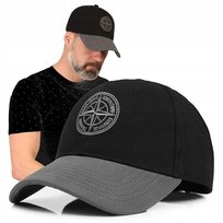 CZAPKA z Daszkiem Męska Bejsbolówka KOMPAS Czarno - Szara Pako Jeans