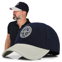 CZAPKA z Daszkiem Męska Bejsbolówka KOMPAS Granatowo - Szara Pako Jeans