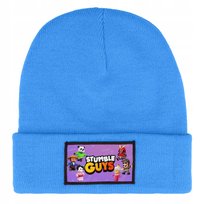 CZAPKA ZIMOWA CIEPŁA NIEBIESKA DZIECIĘCA Z MOTYWEM RUN & STUMBLE MIX WZORÓW