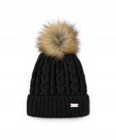 Czapka Zimowa Damska z Pomponem PUCCINI z Gęstym Splotem Czarna CZ2412-1