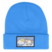 Czapka Zimowa Dziecięca UNICORN IN CLOUDS Kucyki Prezent Wzory Niebieska