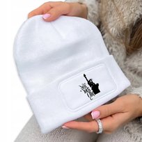 CZAPKA ZIMOWA KLASYCZNA BIAŁA New York City Wzory
