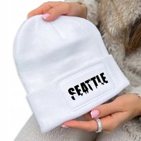 CZAPKA ZIMOWA KLASYCZNA BIAŁA Seattle Miasto Wzory