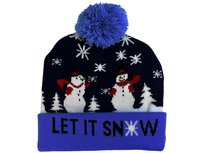 Czapka Zimowa Led Świąteczna Święta Świeci Ciepła Wzór 4 Bałwany Granatowy