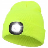 Czapka Zimowa Męska Damska Ciepła Beanie Z Latarką Czołowa Led Usb Żółta Inna marka