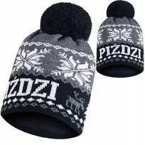 Czapka zimowa PIŹDZI z pomponem meska damska ciepła P10 polar termoaktywny