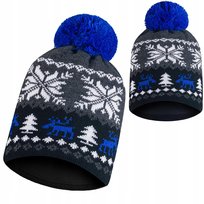 Czapka zimowa z pomponem meska damska ciepła J1polar termoaktywny