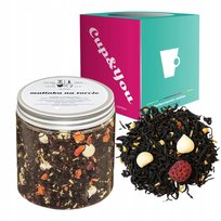 Czarna herbata MALINKA NA TORCIE kokos maliny płatki róży bezy 120g - sypana liściasta herbata PREMIUM na prezent upominek podarunek Cup&You