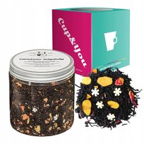 Czarna herbata SMAŻONE MIGDAŁY jabłka migdały płatki róży 120g - sypana liściasta herbata PREMIUM na prezent upominek podarunek Cup&You