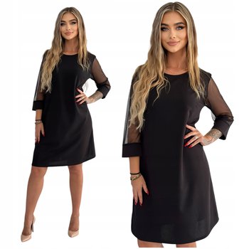Czarna Klasyczna Elegancka Wizytowa Sukienka Mini 3/4 Rękaw Rozmiar 38 - Inna marka