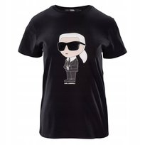 Czarna Koszulka Damska T-shirt Duże Logo Karl Lagerfeld Oversize Spacer L