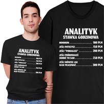 Czarna Koszulka dla Analityka Stawka Godzinowa Prezent Urodzinowy