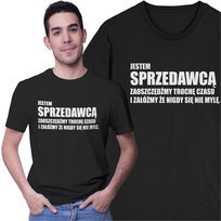 Czarna Koszulka dla Sprzedawcy Zaoszczędźmy Trochę Czasu Prezent