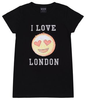 Czarna koszulka z emotikoną, I Love London - sarcia.eu