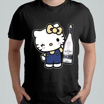 CZARNA KOSZULKA Z NADRUKIEM MĘSKA ŚMIESZNA T-SHIRT HELLO KITTY BOCIAN WÓDKA Atram