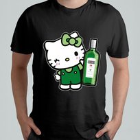 CZARNA KOSZULKA Z NADRUKIEM MĘSKA ŚMIESZNA T-SHIRT HELLO KITTY GIN LUBUSKI Atram