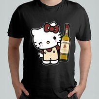 CZARNA KOSZULKA Z NADRUKIEM MĘSKA ŚMIESZNA T-SHIRT HELLO KITTY JAMESON Atram