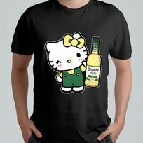 CZARNA KOSZULKA Z NADRUKIEM MĘSKA ŚMIESZNA T-SHIRT HELLO KITTY MIĘTÓWKA Atram