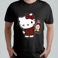 CZARNA KOSZULKA Z NADRUKIEM MĘSKA ŚMIESZNA T-SHIRT HELLO KITTY SOPLICA Atram