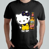 CZARNA KOSZULKA Z NADRUKIEM MĘSKA ŚMIESZNA T-SHIRT HELLO KITTY TATRA PIWO Atram