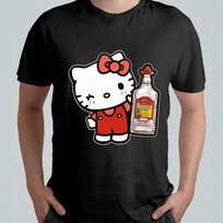 CZARNA KOSZULKA Z NADRUKIEM MĘSKA ŚMIESZNA T-SHIRT HELLO KITTY TEQUILA Atram