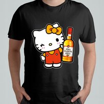 CZARNA KOSZULKA Z NADRUKIEM MĘSKA ŚMIESZNA T-SHIRT HELLO KITTY ŻOŁĄDKOWA 2 Atram