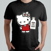 CZARNA KOSZULKA Z NADRUKIEM MĘSKA ŚMIESZNA T-SHIRT HELLO KITTY ŻOŁĄDKOWA Atram