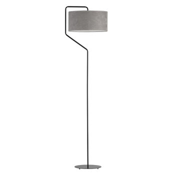 Czarna lampa stojąca z abażurem do czytania, Lysne, Tesallia Velur, E27, Szary - LYSNE