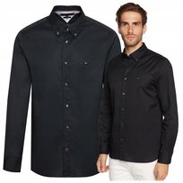 Czarna Męska Koszula Elegancka Tommy Hilfiger Bawełniana SLIM Ładna r.L
