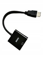 Czarna przejściówka HDMI–VGA – adapter do przesyłania obrazu z HDMI do VGA