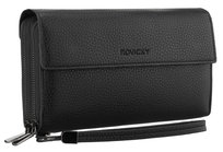 Czarna saszetka męska ROVICKY mała pasek na nadgarstek portfel na karty miejska modna elegancka