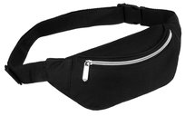 Czarna saszetka nerka na biodra lub przez ramię crossbody jednokomorowa lekka kompaktowa