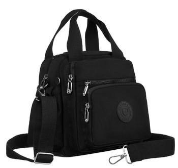 Czarna sportowa torebka damska mała funkcjonalna torbo - plecak 2w1 szelki szeroki pasek miejsce na bidon PETERSON - Peterson