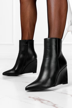 Czarne botki na koturnie damskie Casu G22WX16-B-39 - Casu