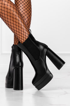 Czarne botki na platformie damskie z gumką Casu G22WX13-B-39 - Casu