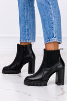 Czarne botki na słupku POLSKA SKÓRA Casu 2308-41