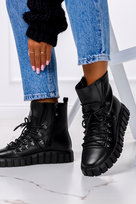 Czarne botki Potocki na platformie 22-12135BK-40