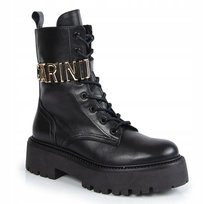 Czarne Botki Trapery Workery Carinii B9874 Skóra Carinii