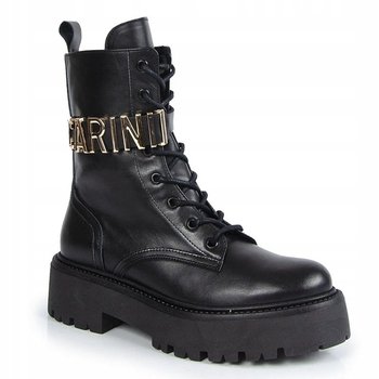 Czarne Botki Trapery Workery Carinii B9874 Skóra - Carinii