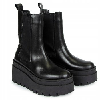 Czarne botki workery damskie na platformie Carinii B9803 skóra modne r.36 - Carinii