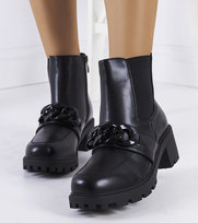 Czarne botki z łańcuchem Bilka-37