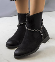 Czarne botki z łańcuchem Lesme-39