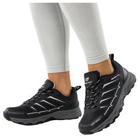 Czarne buty trekkingowe damskie buty sportowe na bieżnikowanej podeszwie sznurowane białe wstawki softshell Casu 2408-1W-36