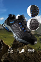 Czarne buty trekkingowe damskie sznurowane z niebieskimi dodatkami softshell casu b1528-2-40