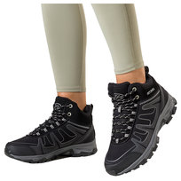 Czarne buty trekkingowe damskie z szarymi dodatkami sznurowane softshell Casu B2112-1-37