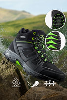 Czarne buty trekkingowe damskie z zielonymi dodatkami sznurowane softshell Casu B2112-2-39