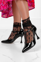 Czarne czółenka Casu lakierowane na ozdobnym obcasie t-bar POLSKA SKÓRA 1786-41