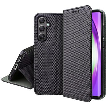 CZARNE ETUI MAGNET Z KLAPKĄ do SAMSUNG GALAXY A15 4G 5G + SZKŁO - TopTel