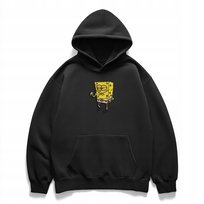 Czarne hoodie oversize SpongeBob Kanciastoporty - bluza z haftem XL